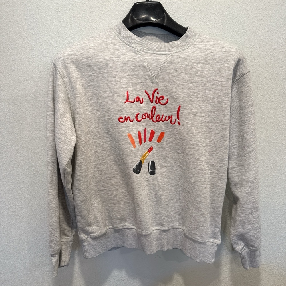 H&M Light Grey “La Vie en Couleur!” Embroidered Sweatshirt XS